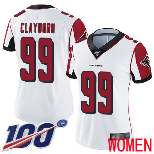 Atlanta Falcons Limited White Women Adrian Clayborn Road Jersey NFL Football 99 100th Season Vapor Untouchable